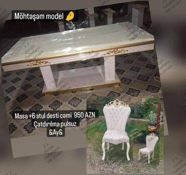 boyama seti: Qonaq otağı üçün, Yeni, Açılan, Oval masa, 6 stul — 12