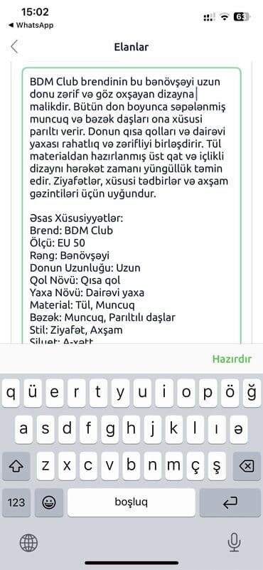 ziyafet geyim: BDM Club brendinə məxsus ziyafət geyimi 1 dəfə toya geyilib təzədən — 4