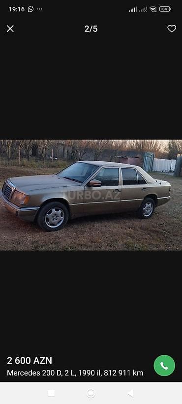 uaz satisi: Mercedes-Benz 200: 2 l | 1990 il Sedan — 3