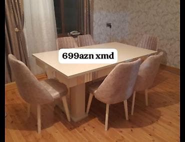 kreslo oturacaq: Qonaq otağı üçün, Açılmayan, Dördbucaq masa, 6 stul — 1