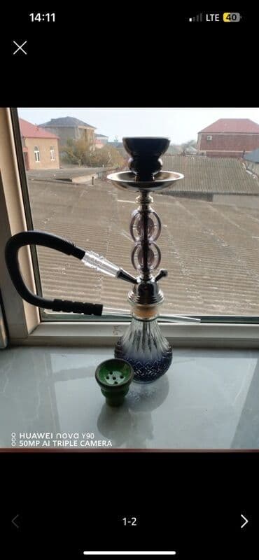 Mini nərgilə dəsti - Şüşə gövdə: dibdən yuxarıya doğru tünd bənövşəyi