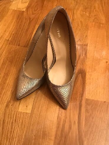 школьные туфли: Туфли, Размер: 38, цвет - Серебристый, Б/у — 1