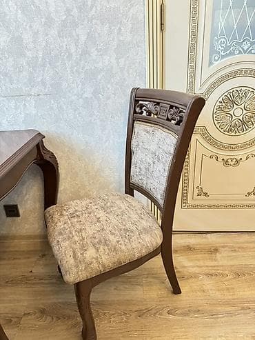 kamp stulu: Qonaq otağı üçün, İşlənmiş, Açılan, Dördbucaq masa, 8 stul — 3