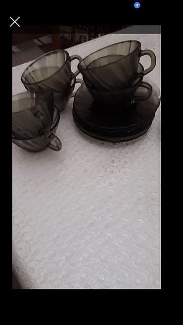 qehve desti: Qəhvə dəsti, rəng - Boz, Şüşə, 4 nəfərlik — 1