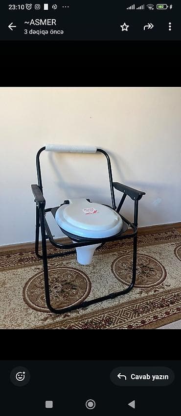 Xəstələr üçün unitazlar: Daşınan tualet stulu - Model: qatlanan çərçivəli komod (WC kreslosu) — 1