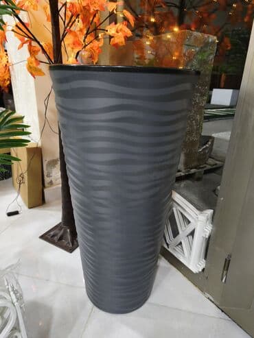 Böyük dekorativ dibçək – müasir dizayn - Rəng: tünd boz, mat səth -