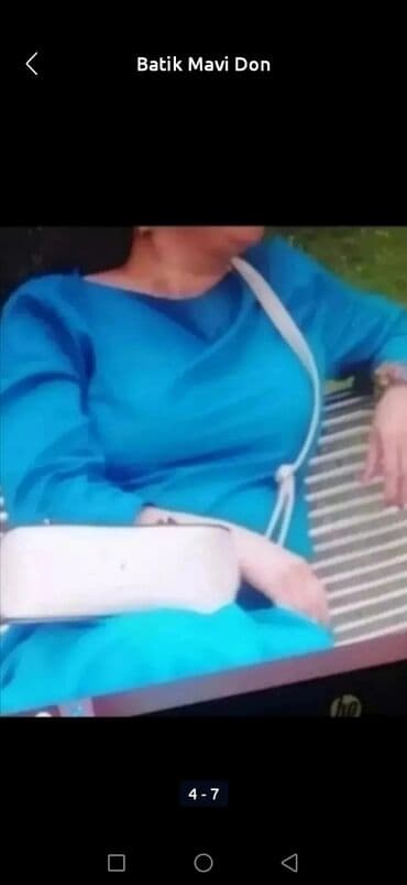 женские платья из замши: Batik mavi don - Rəng: canlı mavi - Model: bel hissəsi yığma — 5