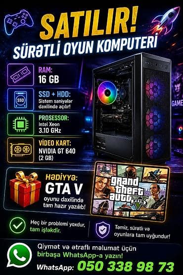 acer intel core i7: Sürətli oyun kompüteri - RAM: 16 GB - Yaddaş: SSD + HDD (sistem — 1