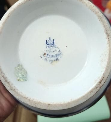 Velosipedlər: Antik farfor kasa – A. Kuznetsov istehsalı - Material: Ağ farfor - — 3