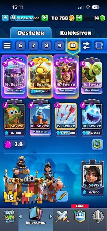 Clash Royale hesabı – güclü və hazır oyun profili 61 level 12550 kupa — 2