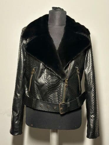 кожаная куртка женская: Balmain qadın gödəkçə - Rəng: qara, parlaq teksturalı ilan dərisi — 1