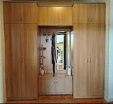 4 qapılı, Güzgülü, Qəhvəyi, Digər material, Açılan, Düz dolab