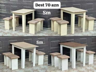 stul ev ucun: Qonaq otağı üçün, Açılmayan, Dördbucaq masa, 4 stul — 32