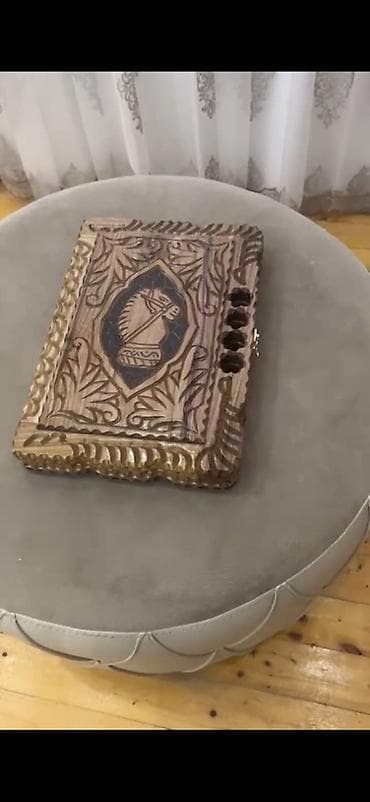 şahmat dəsti: Ağ rəngli taxta şahmat dəsti – sandıq formalı lövhə və figuralar - — 4