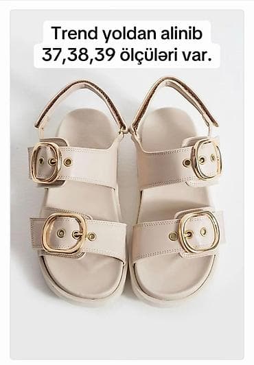 Bej rəngli qadın sandal modeli - Trend Yoldan alınıb - Ölçülər