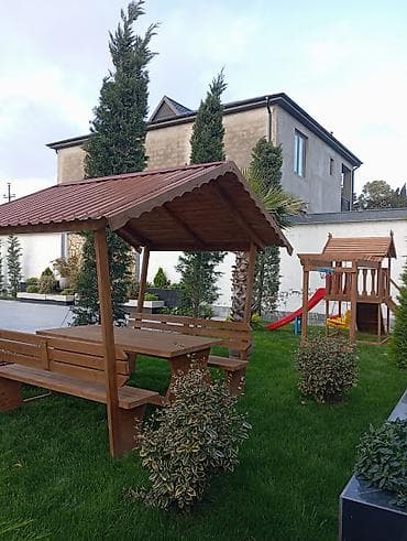 pavlonya ağacı satış: Bağ üçün taxta kölgəlikli oturma dəsti - Material: keyfiyyətli təbii — 5