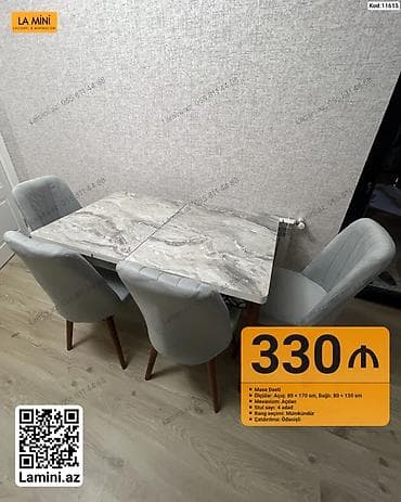 stol ustul: Məhsul: Masa Dəsti (Kod: 11615) - Ölçülər: Açıq 80 × 170 sm, Bağlı 80 — 1