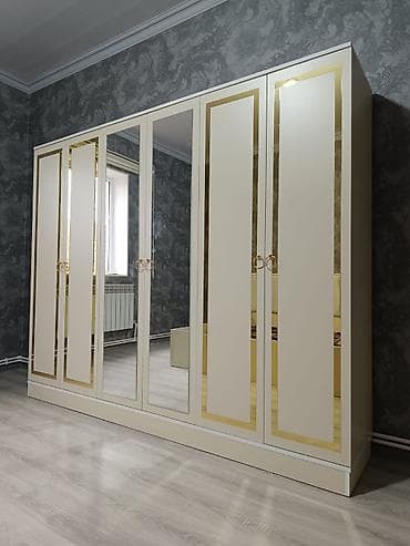 6 qapı, Güzgülü, Ağ, Digər material, Açılan, Düz dolab