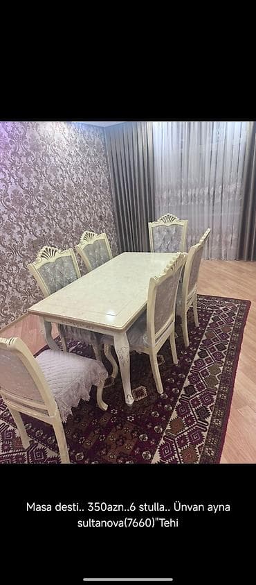Qonaq otağı üçün, İşlənmiş, Kvadrat masa, 6 stul lalafo.az -da Qonaq otağı üçün, İşlənmiş, Kvadrat masa, 6 stul