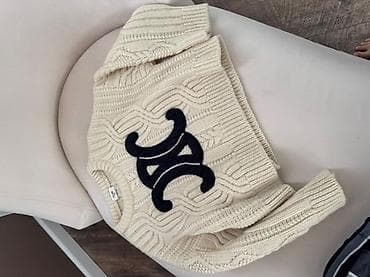 yun paltar: Məhsul: Celine Triomphe Crew Neck Sweater in Aran Wool – Ecru/Navy - — 4