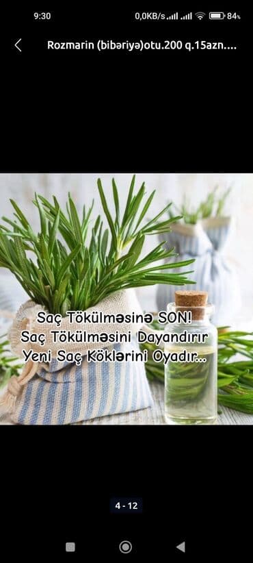 Turşular: Təzə rozmarin (bibəriyyə otu), ətirli və dadlı. Yeməklərə əlavə etmək — 4