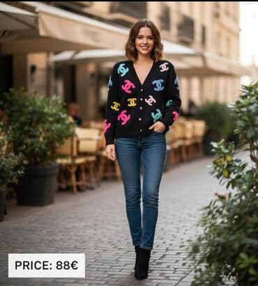 maye aboyun qiyməti: Chanel lux premium.over size.Qara rəngli, V-yaxa düyməli kardiqan — 6