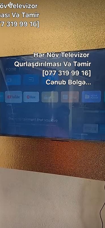 Xidmət: Televizorların quraşdırılması və təmiri Təsvir: - Hər növ