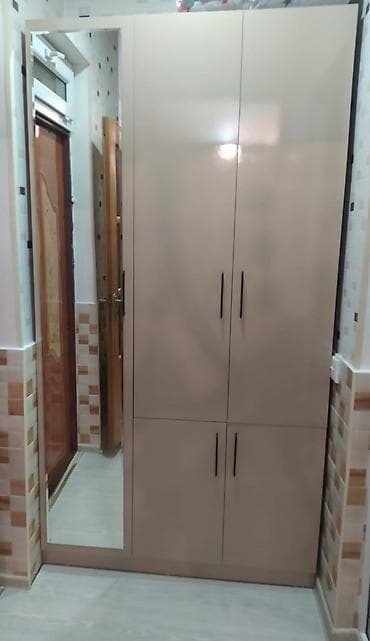 hamam kranti: İşlənmiş, 6 qapı, Güzgülü, Bej, Açılan, Düz dolab — 1