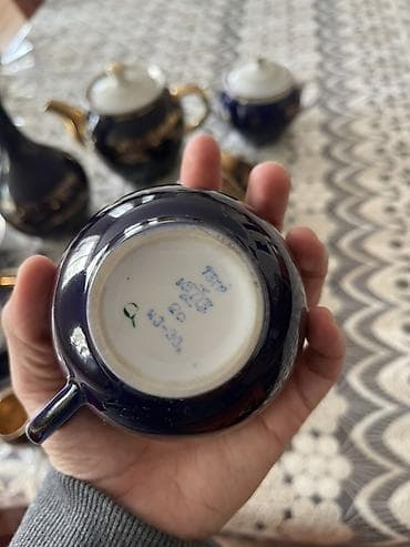 qab qasiqlar: Çay dəsti, rəng - Göy, Farfor, 6 nəfərlik — 4