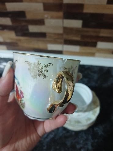 çay servisi: Çay dəsti, rəng - Ağ, Farfor, Çexiya — 5