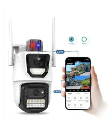 İkili ekranlı Wi‑Fi təhlükəsizlik kamerası Xüsusiyyətlər: - İki