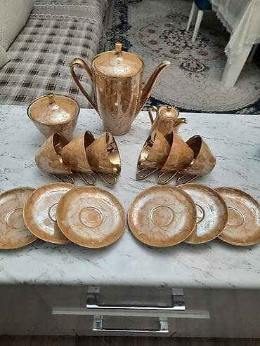 sud separatoru: Qəhvə dəsti, rəng - Qızılı, Farfor, 6 nəfərlik — 7