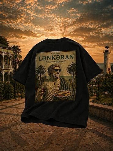 Lənkəran temalı unisex T‑shirt - Rəng: qara — 1