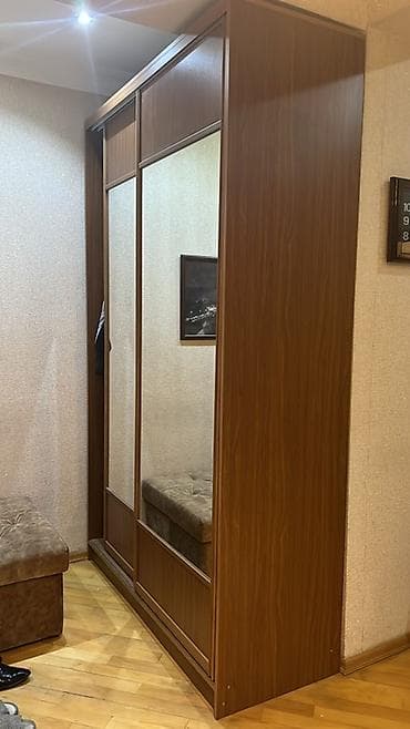 nezer: 2 qapılı, Güzgülü, Qəhvəyi, Digər material, Kupe, Düz dolab — 1