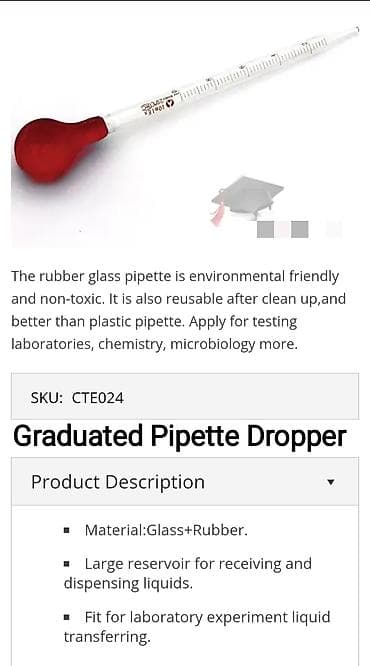 pipet: ﻿Şüşə pipet (pipetka) Laboratoriya üçün maye damcılayıcı. Şkalalı — 3