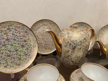 cex fara: Çay dəsti, rəng - Qızılı, Farfor, 6 nəfərlik — 10