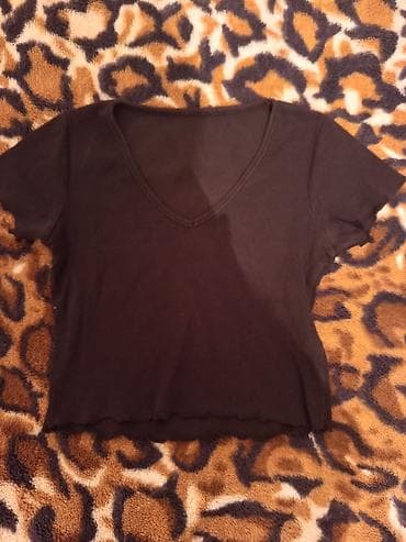 iş forma: Qadın qısaqol köynək – qara rəng - Model: qısa, belüstü (crop) kəsim — 2