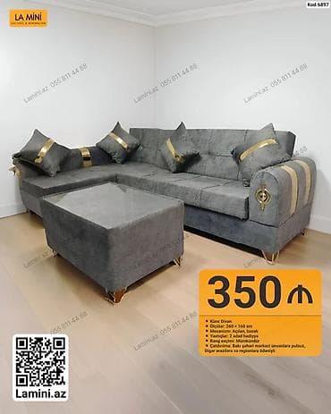 oturaca: Künc divan dəsti - Model: Künc divan - Ölçülər: 260 × 160 sm - — 1