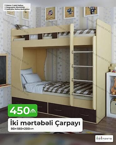 usag maneji: İki mərtəbəli çarpayı – 90×180×200 sm - Kompakt və funksional dizayn — 1