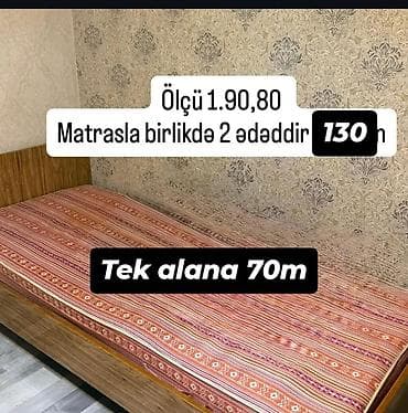 kravat tek: Taxta çarpayı – matrasa daxildir - Ölçü: 190×80 sm - Say: 2 ədəd — 1