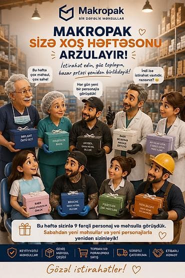 🌿 MAKROPAK SİZƏ XOŞ HƏFTƏSONU ARZULAYIR! 🤍 Bu həftə Makropakda yenə — 1