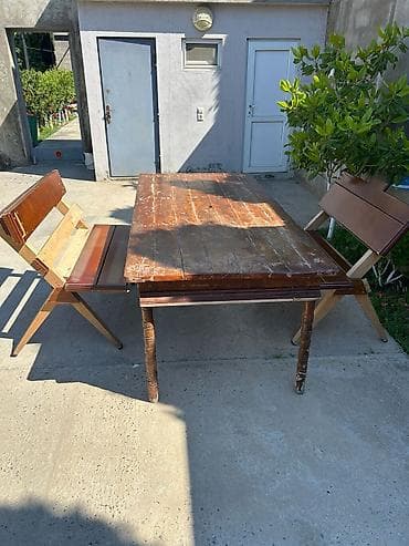 taxta stullar: Stol-150 AZN Stul biri-40 azn Taxta yemək/bağ masası - Material: tam — 4