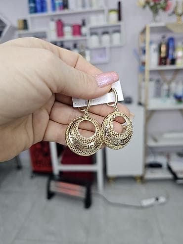 saç bandı: Qızılı rəngdə dekorativ sırğalar - Forma: asma, dairəvi (mərkəzi — 1