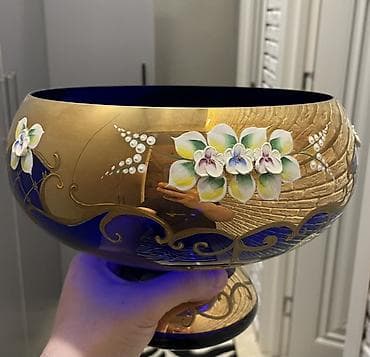 Qədimi üslubda dekorativ şüşə dəst - Material: rəngli şüşə (kobalt — 4