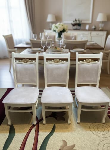 стул: Qonaq otağı üçün, İşlənmiş, Qatlanmayan, rəng - Ağ Stul — 1