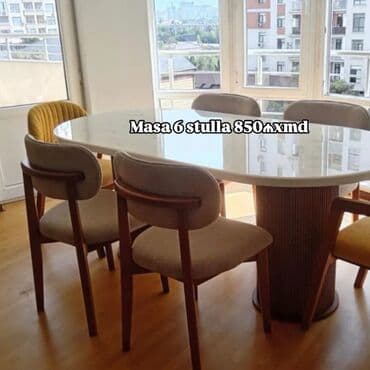Mətbəx üçün, Açılmayan, Oval masa, 6 stul