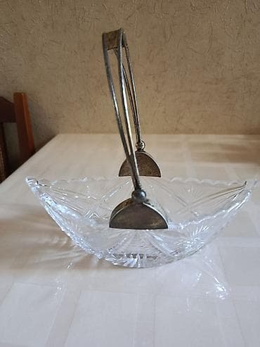 Kəsimli şüşədən dekorativ qab/mişarə - Material: qalın, şəffaf
