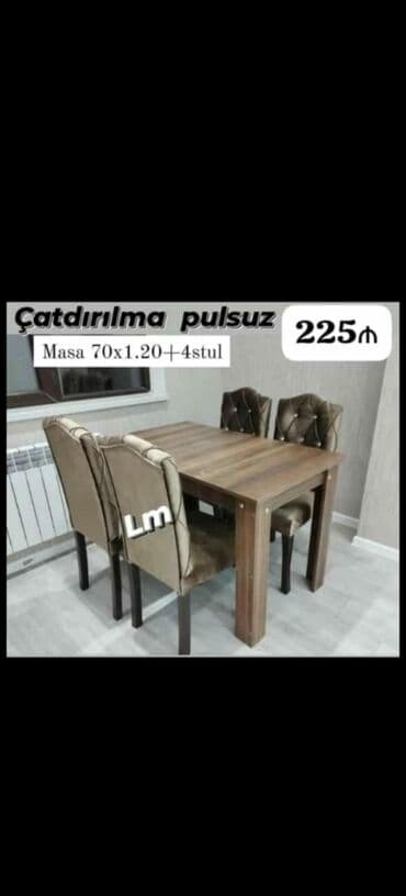 balkon ucun stol stullar: Açılmayan, Dördbucaq masa, 4 stul — 2