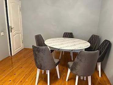 Qonaq otağı üçün, Yeni, Açılan, Yumru masa, 6 stul