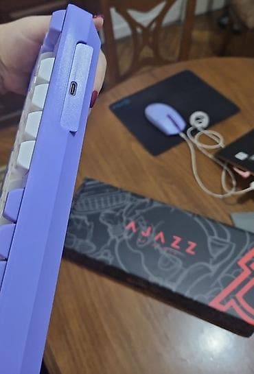 iphone 15 pro max qiyməti: AJAZZ mexaniki klaviatura Red switch - Rəng: bənövşəyi-ağ, oyun temalı — 3